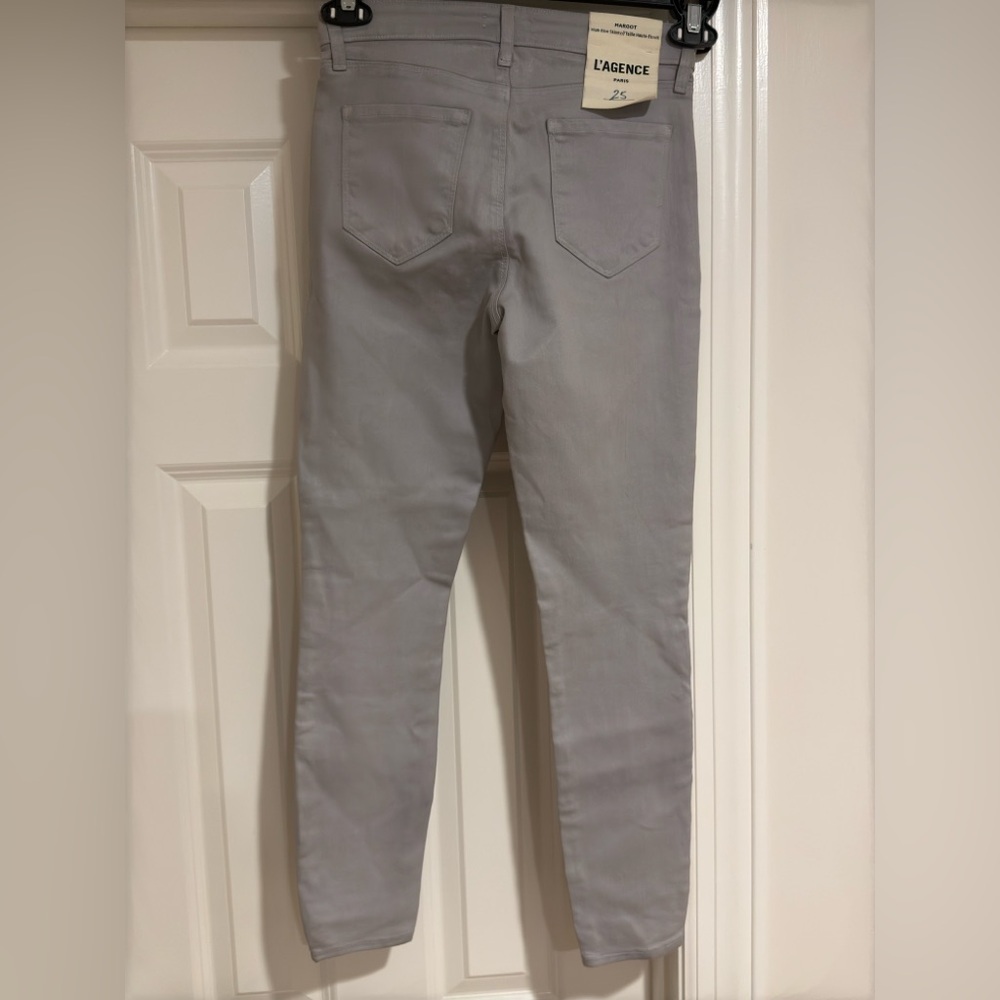 NWT L’Agence Paris Margot High Rise Skinny Coated Grey Denim SZ 25 - Picture 6 of 8